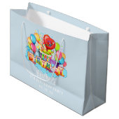 Aangepast gepersonaliseerd blauw, Happy Birthday Groot Cadeauzakje (Voorkant Gekanteld)