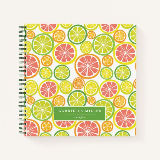 Aangepast gepersonaliseerd Citrus Pattern-recept Notitieboek (Voorkant)