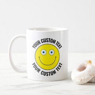 Aangepast Gepersonaliseerd Gelukkig Gezicht GEEL,  Koffiemok