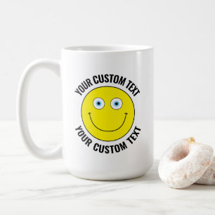 Aangepast Gepersonaliseerd Gelukkig Gezicht GEEL,  Koffiemok