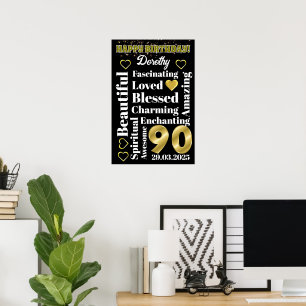 Aangepast gepersonaliseerd Happy 90th Birthday Pos Poster