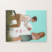 Aangepast gepersonaliseerd huwelijksvoorstel met v legpuzzel (Horizontaal)