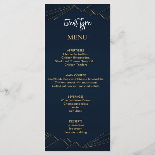 Aangepast gepersonaliseerd menu voor verjaardagsfe (Voorkant)