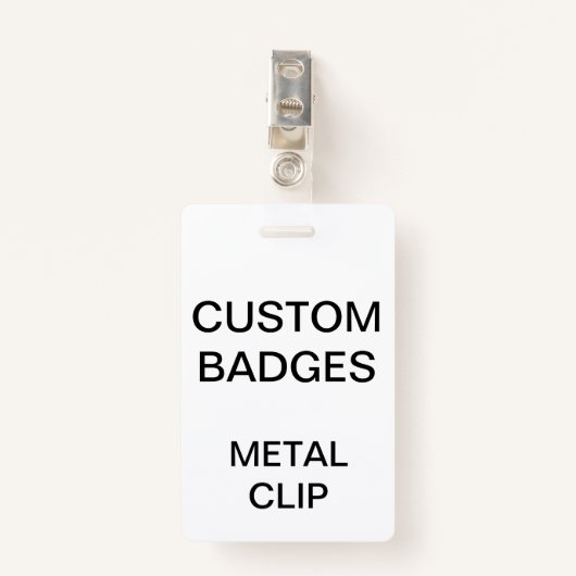 Aangepast, gepersonaliseerd METAAL CLIP BADGE (Voorkant met clip)