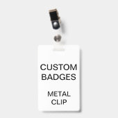 Aangepast, gepersonaliseerd METAAL CLIP BADGE (Voorkant met clip)