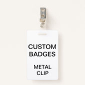 Aangepast, gepersonaliseerd METAAL CLIP BADGE (Voorkant met clip)