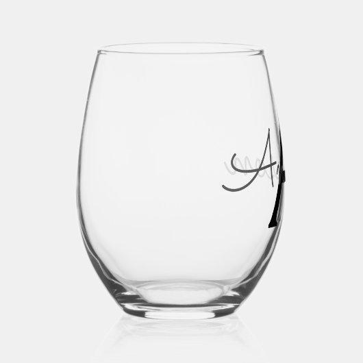 Aangepast gepersonaliseerd monogram wijnglas zonder voet (Rechts)