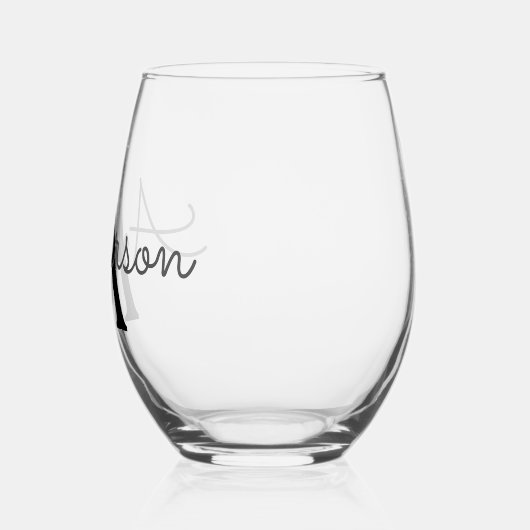 Aangepast gepersonaliseerd monogram wijnglas zonder voet (Links)