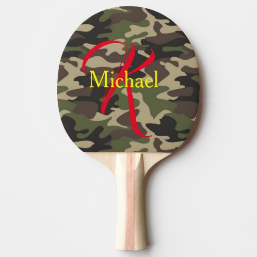 Aangepast gepersonaliseerd monogrammed Camo Camouf Tafeltennisbatje (Voorkant)