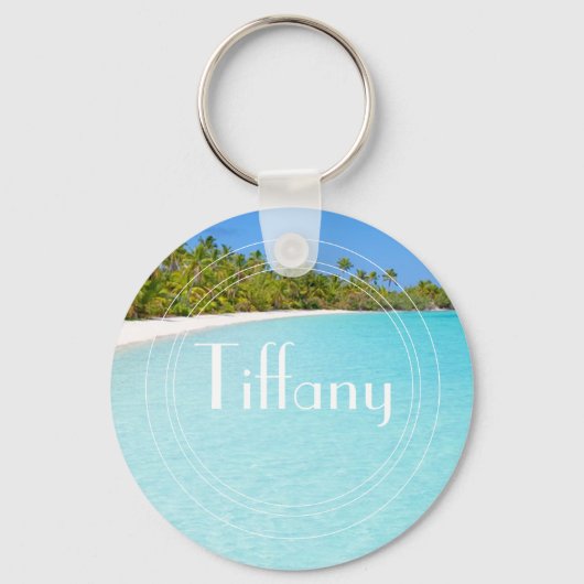 Aangepast gepersonaliseerd oceaanthema eilandparad sleutelhanger (Voorkant)