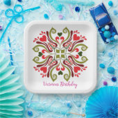 Aangepast, gepersonaliseerd ontwerp voor Floral Papieren Bordje (Feest)