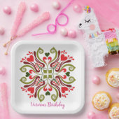 Aangepast, gepersonaliseerd ontwerp voor Floral Papieren Bordje (Feest)