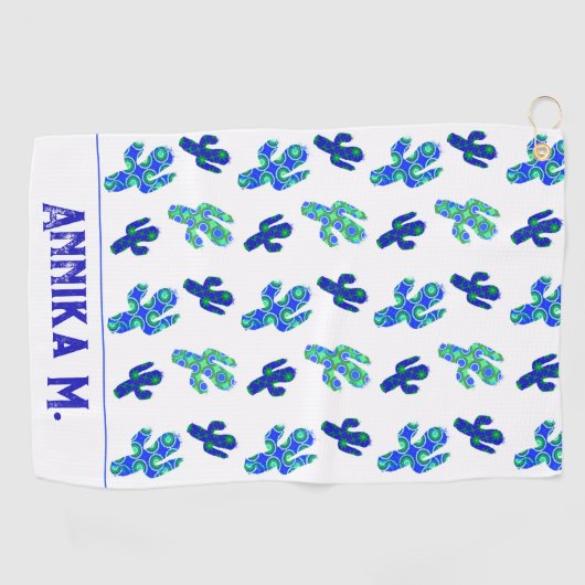 Aangepast gepersonaliseerd Saguaro Cactus patroon Golfhanddoek (Horizontaal)