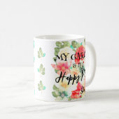 Aangepast gepersonaliseerd tuin Happy Place Floral Koffiemok (Voorkant rechts)
