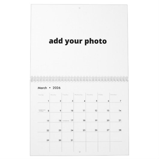 Aangepast gepersonaliseerd voeg hier uw foto-logo  kalender (Mar 2026)