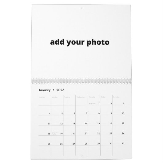 Aangepast gepersonaliseerd voeg hier uw foto-logo  kalender (Jan 2026)