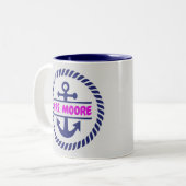 Aangepast gepersonaliseerd zeemaand zee tweekleurige koffiemok (Voorkant links)