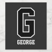 Aangepast gepersonaliseerd zwart-wit monogram wijn etiket (Enkel label)