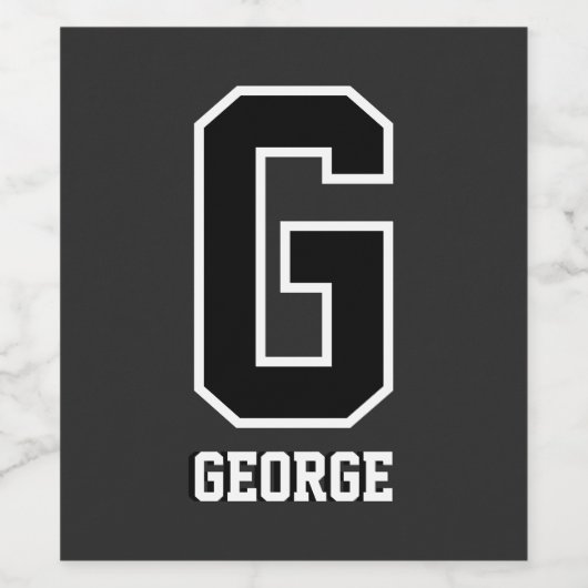 Aangepast gepersonaliseerd zwart-wit monogram wijn etiket (Enkel label)