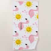 Aangepast gepersonaliseerde Flamingo Suns Bachelor Strandlaken (Voorkant)