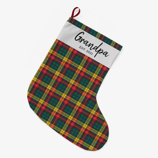 Aangepast geplakt lan Buchanan Tartan Controle opa Grote Kerstsok (Voorkant (Hangend))