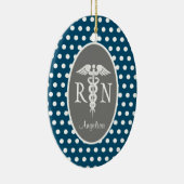 Aangepast geregistreerd verpleegster RN Navy Blue Keramisch Ornament (Rechts)