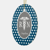 Aangepast geregistreerd verpleegster RN Navy Blue Keramisch Ornament (Links)