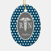 Aangepast geregistreerd verpleegster RN Navy Blue Keramisch Ornament (Achterkant)