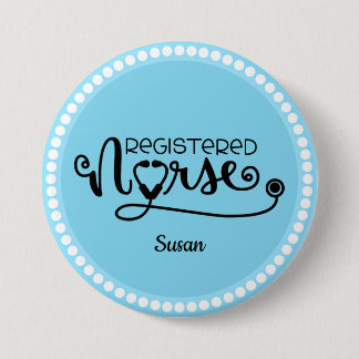 Aangepast geregistreerd zurenblauw en wit ronde button 7,6 cm