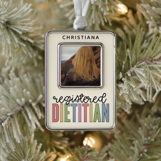 Aangepast geregistreerde Dietitian Nutritionist Fo Verzilverd Omlijst Ornament (Boom)