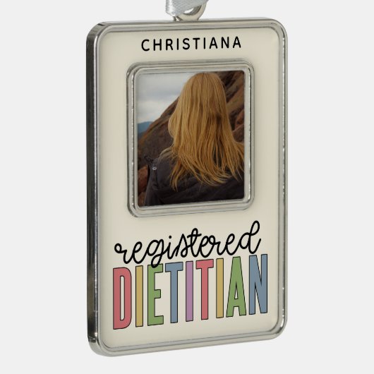 Aangepast geregistreerde Dietitian Nutritionist Fo Verzilverd Omlijst Ornament (Rechts)