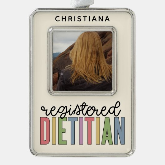 Aangepast geregistreerde Dietitian Nutritionist Fo Verzilverd Omlijst Ornament (Voorkant)