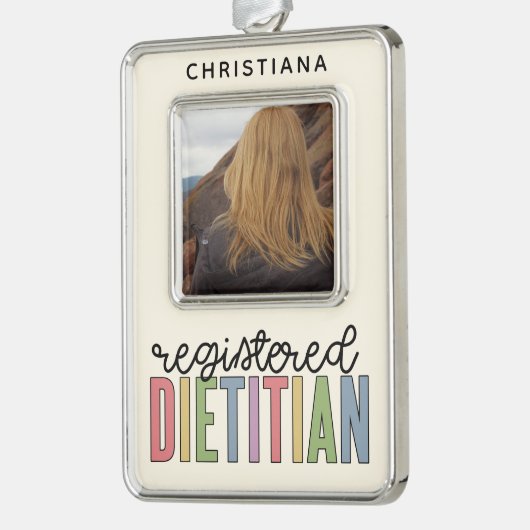 Aangepast geregistreerde Dietitian Nutritionist Fo Verzilverd Omlijst Ornament (Links)