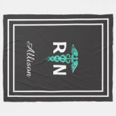 Aangepast geregistreerde verpleegster RN Caduceus  Fleece Deken (Voorkant (Horizontaal))