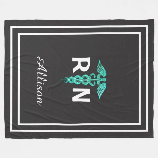 Aangepast geregistreerde verpleegster RN Caduceus  Fleece Deken (Voorkant (Horizontaal))