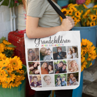 Aangepast geschenk met fotocollage voor oma en opa tote bag