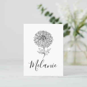 Aangepast geschenk met september-aster-geboorteblo briefkaart