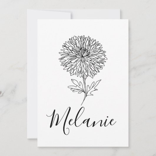 Aangepast geschenk met september-aster geboorteblo kaart (Voorkant)
