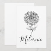 Aangepast geschenk met september-aster geboorteblo kaart (Voorkant / Achterkant)