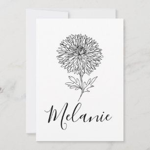 Aangepast geschenk met september-aster geboorteblo kaart