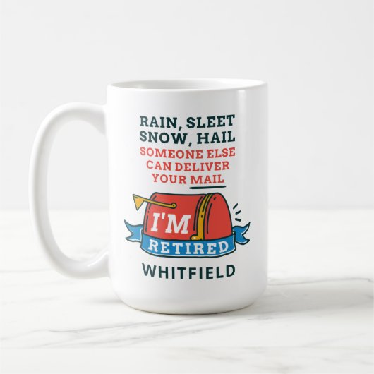 Aangepast geschenk voor gepensioneerde postbode koffiemok (Links)