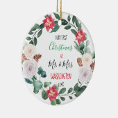 Aangepast geschreeuw voor onze eerste kerstfoto-ca keramisch ornament (Rechts)