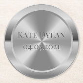Aangepast gesimuleerd gegraveerd zilverpapier Onde Ronde Kartonnen Onderzetter (Voorkant)