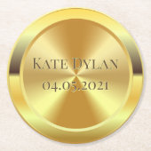 Aangepast gesimuleerd goud ronde kartonnen onderzetter (Voorkant)