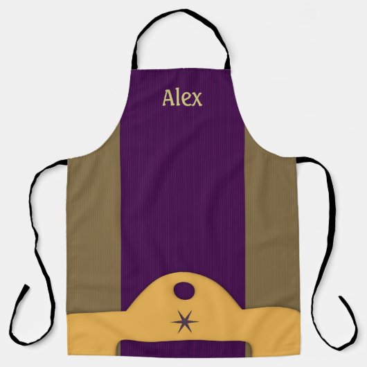 Aangepast, gestreept Royale paars en goud Schort (Voorkant)