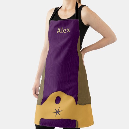 Aangepast, gestreept Royale paars en goud Schort (Insitu)