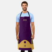 Aangepast, gestreept Royale paars en goud Schort (Gedragen)