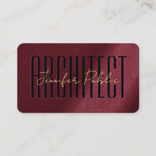Aangepast getypt Gold Text Script Luxury Architect Visitekaartje (Voorkant)