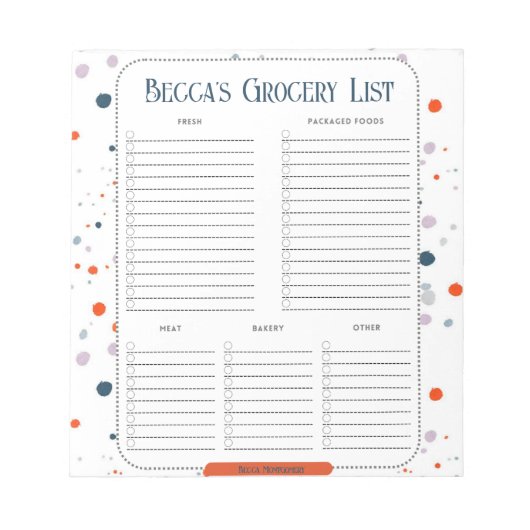 Aangepast geverfd Stippen keukenlijstblok Notitieblok (Voorkant)