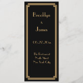 Aangepast, geweldig gekunsteld Art Deco Black Wedd Menu (Achterkant)